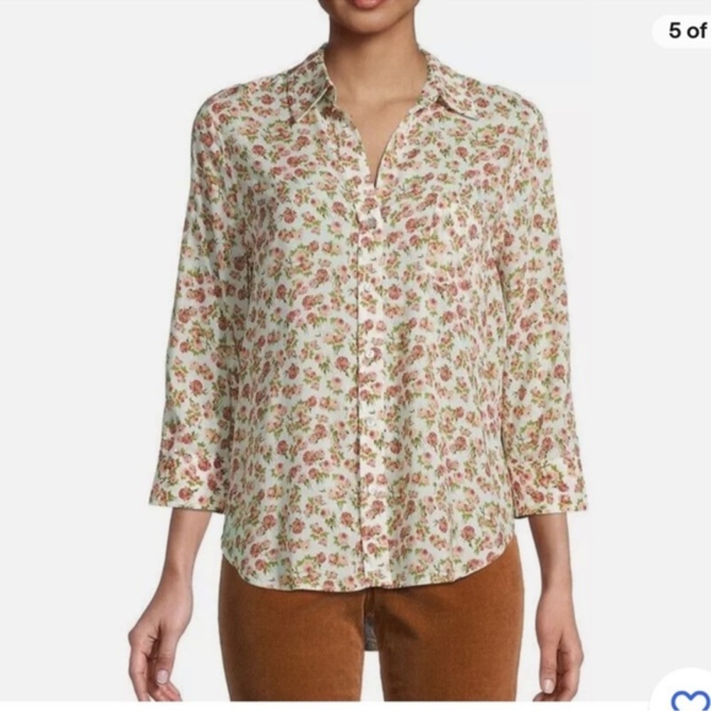 L'AGENCE spring Floral Button Front Shirt Blouse XS